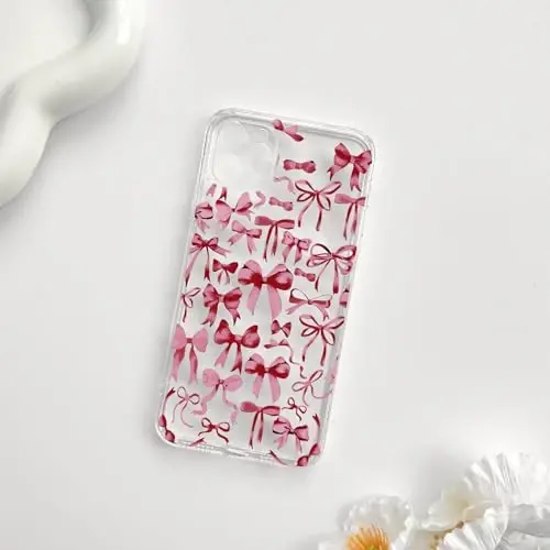 NITITOP iPhone 11 Pro bilan mos keladigan g‘ilof, ayollar qizlar uchun yoqimli shaffof bantli dizayn, qizil bantli lenta, yumshoq, ingichka, zamonaviy himoya telefon qopqog‘i - Qizil - 4