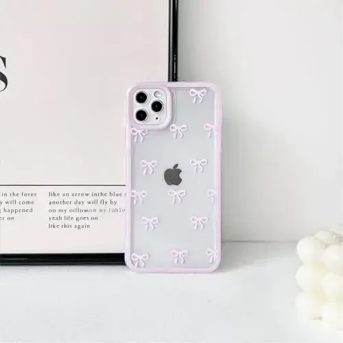 NITITOP iPhone 11 Pro Max bilan mos keladigan Chexol Chiroyli Shaffof Bardoshli Tasma Kamon naqshli Qizlar Ayollar uchun Yumshoq TPU Shaffof To'liq Kamera Ob'ektiviga Zarbadan Himoya Qiluvchi Telefon Qopqog'i - Pushti - 4