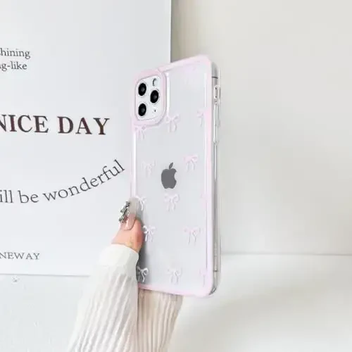 NITITOP iPhone 11 Pro Max bilan mos keladigan Chexol Chiroyli Shaffof Bardoshli Tasma Kamon naqshli Qizlar Ayollar uchun Yumshoq TPU Shaffof To'liq Kamera Ob'ektiviga Zarbadan Himoya Qiluvchi Telefon Qopqog'i - Pushti - 5