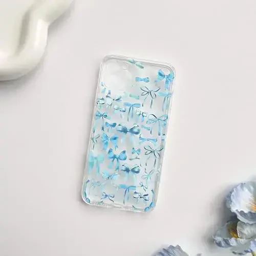 NITITOP iPhone 11 Pro Max uchun mos keladigan g'ilof Ayollar qizlar uchun yoqimli tiniq bant dizayni Moviy kamon lenta Yumshoq ingichka zamonaviy himoya telefon qopqog'i - Moviy - 4