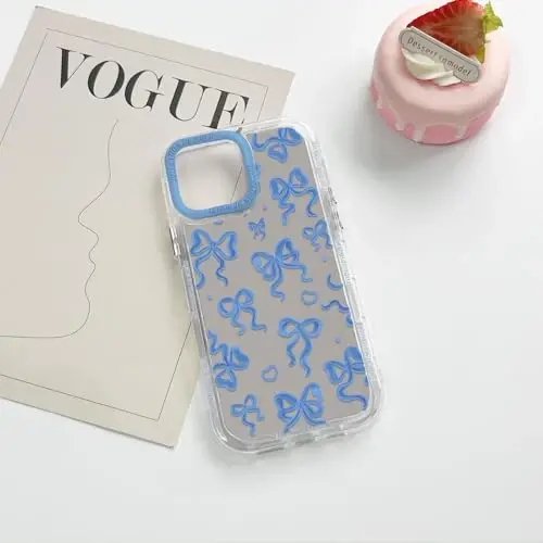 NITITOP iPhone 11 Pro Max uchun mos keladigan g'ilof Chiroyli oyna kamon sevgi yurak naqshli ayollar qizlar uchun lenta dizayni zarbaga chidamli kumush himoya telefon qopqog'i - Indigo Blue Bow - 6