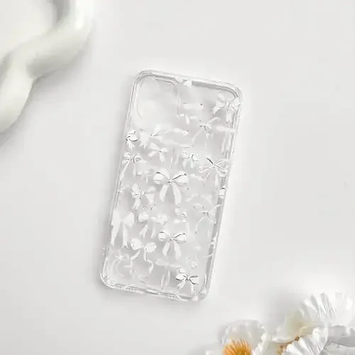 NITITOP iPhone 11 Pro uchun g'ilof bilan mos keladi, ayollar qizlar uchun yoqimli tiniq bantli dizayn, oq kamon lenta yumshoq ingichka zamonaviy himoya telefon qopqog'i - oq - 4