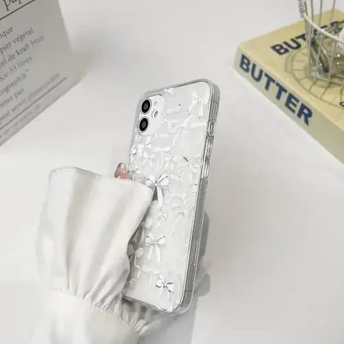 NITITOP iPhone 11 uchun g‘ilof, shaffof, yoqimli bant dizayni, ayollar qizlar uchun oq bant, yumshoq, ingichka, zamonaviy himoya telefon qopqog‘i - White2 - 6