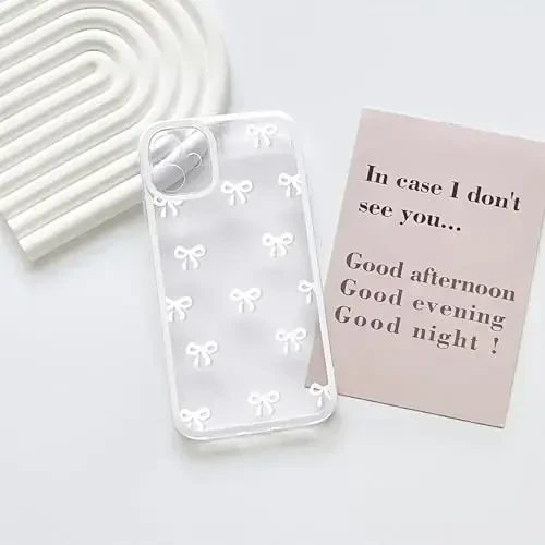 NITITOP iPhone 12 Mini uchun g'ilof bilan mos keladi Chiroyli tiniq bardoshli lenta kamon naqshli qizlar ayollar uchun yumshoq TPU shaffof to'liq kamera linzalari zarbga chidamli himoya telefon qopqog'i - Oq - 7