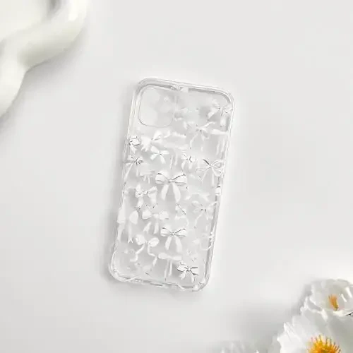 NITITOP iPhone 12 Mini uchun mos keladigan g'ilof, ayollar va qizlar uchun yoqimli tiniq bantli dizayn, oq bantli lenta, yumshoq, ingichka, zamonaviy himoya telefon qopqog'i - Oq - 4