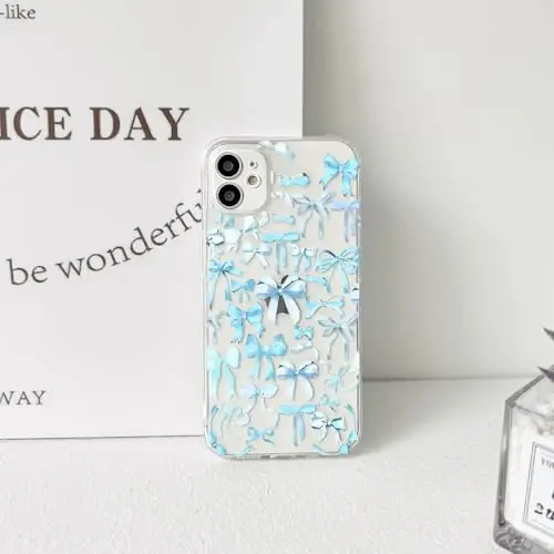NITITOP iPhone 12 uchun mos keladigan g'ilof Chiroyli shaffof bant dizayni ayollar qizlar uchun Moviy bant yumshoq ingichka zamonaviy himoya telefon qopqog'i - Moviy - 6