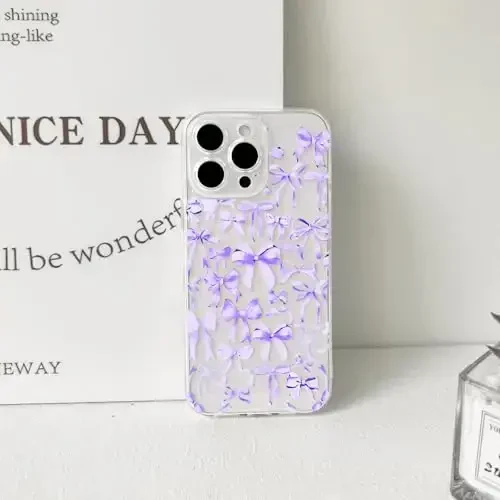 NITITOP iPhone 13 Pro Max uchun mos keladigan g'ilof Ayollar qizlar uchun yoqimli tiniq bantli dizayn Binafsha bantli lenta Yumshoq ingichka zamonaviy himoya telefon qopqog'i - Binafsha - 5