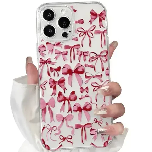 NITITOP iPhone 14 Pro Max uchun mos keladigan g'ilof Chiroyli shaffof bantli ayollar qizlar uchun dizayn Qizil bantli yumshoq ingichka zamonaviy himoya telefon qopqog'i - Qizil - NITITOP