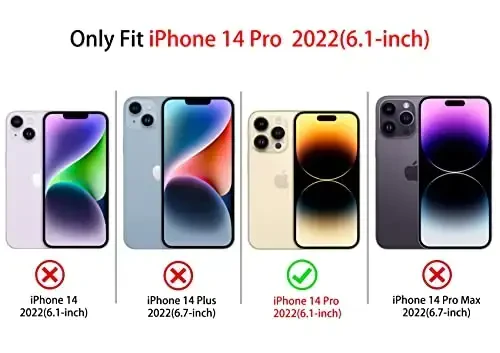 NITITOP iPhone 14 Pro uchun g'ilof bilan mos keladi, yoqimli tiniq bardoshli lenta bantli qizlar uchun ayollar yumshoq TPU shaffof to'liq kamera linzalari zarbga chidamli himoya telefon qopqog'i - pushti qizil - 8