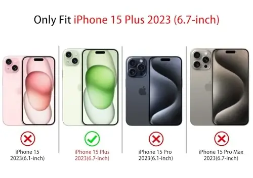 NITITOP Compatible with iPhone 15 Plus Case Cute Clear Durable Ribbon Bowknot Pattern for Girls Women Soft TPU Transparent Full Camera Lens Shockproof Protective Phone Cover - Rose Red - 8