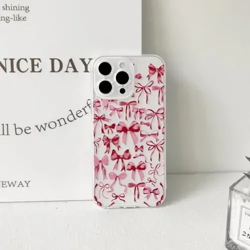 NITITOP iPhone 15 Pro Max uchun mos keladigan g'ilof Ayollar qizlar uchun yoqimli tiniq bantli dizayn Qizil bantli lenta Yumshoq ingichka zamonaviy himoya telefon qopqog'i - Qizil - 8