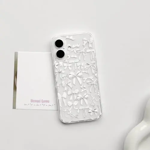 NITITOP iPhone 16 Plus uchun mos keladigan g'ilof Ayollar qizlar uchun yoqimli tiniq bantli dizayn Oq bantli yumshoq ingichka zamonaviy himoya telefon qopqog'i - Oq - NITITOP (1)