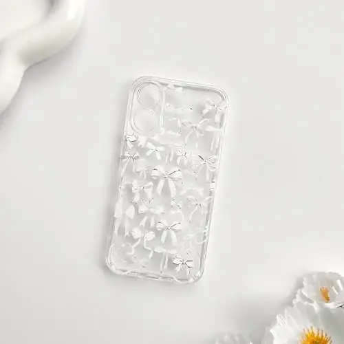 NITITOP iPhone 16 Plus uchun mos keladigan g'ilof Ayollar qizlar uchun yoqimli tiniq bantli dizayn Oq bantli yumshoq ingichka zamonaviy himoya telefon qopqog'i - Oq - 4