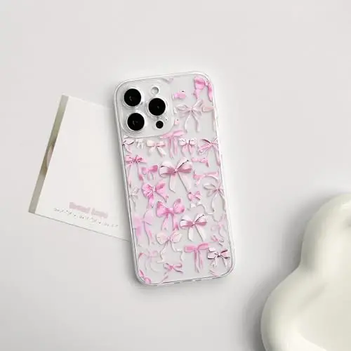 NITITOP iPhone 16 Pro uchun mos keladigan g‘ilof, ayollar qizlar uchun yoqimli tiniq bantli dizayn, pushti bantli yumshoq, ingichka, zamonaviy himoya telefon qopqog‘i - pushti - NITITOP (1)