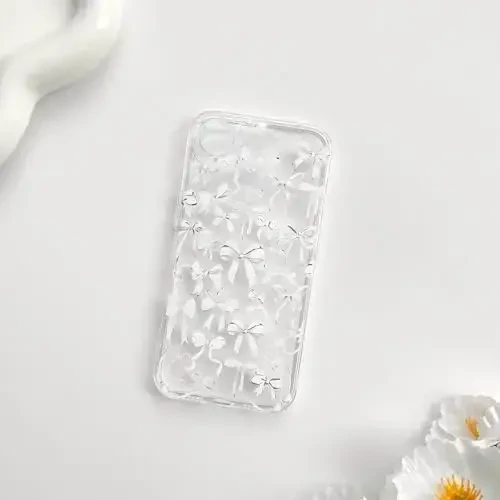 NITITOP iPhone 16e bilan mos keladigan g'ilof Chiroyli shaffof kamon dizayni Ayollar uchun oq kamon lentalari Yumshoq ingichka zamonaviy himoya telefon qopqog'i - Oq - 2