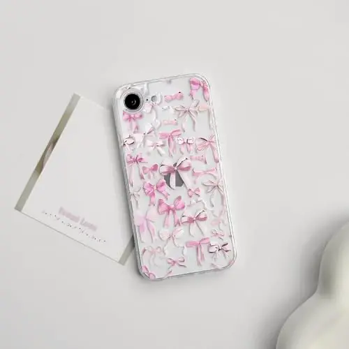 NITITOP iPhone 16e uchun mos keladigan g'ilof Ayollar qizlar uchun yoqimli tiniq bantli dizayn Pushti lenta Yumshoq, ingichka, zamonaviy himoya telefon qopqog'i - Pushti - 3