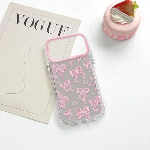 NITITOP Compatible with iPhone XR Case Cute Mirror Bow Pattern Love Heart for Women Girls Ribbon Design Shockproof Silver Protective Phone Cover - Pink Bow - 6