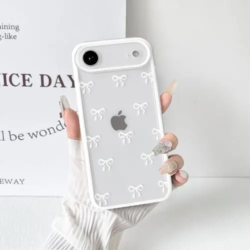 NITITOP Compatible for iPhone XR Case Bow - White | Aesthetics, Cute Clear, Durable ribbon bowknot, Full camera lens, For woman girl, Soft TPU, Shockproof, Waterproof - 5