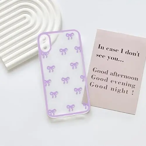 NITITOP Compatible with iPhone Xs Max Case Cute Clear Durable Ribbon Bowknot Pattern for Girls Women Soft TPU Transparent Full Camera Lens Shockproof Protective Phone Cover - Purple - 3