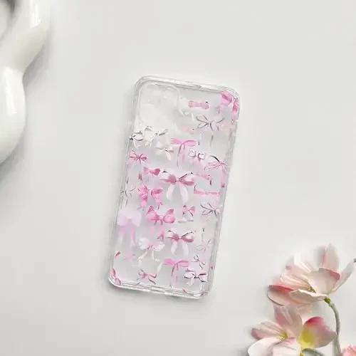 NITITOP Совместимый с iPhone 11 Pro Max Чехол Милый Прозрачный Бантик Дизайн для Женщин Девушек Розовый Бант Лента Мягкий Тонкий Стильный Защитный Чехол для Телефона - Розовый - 4