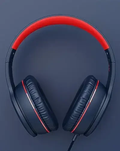 NIVAVA Wired Headphones with Microphone, K16 On-Ear Headphones for Kids with 3.5MM Jack, Foldable Stereo Bass Headphones for Teens SchoolModazoneKindle, Fire, Chromebook, Tablet(Dark Blue Red) - NIVAVA (1)