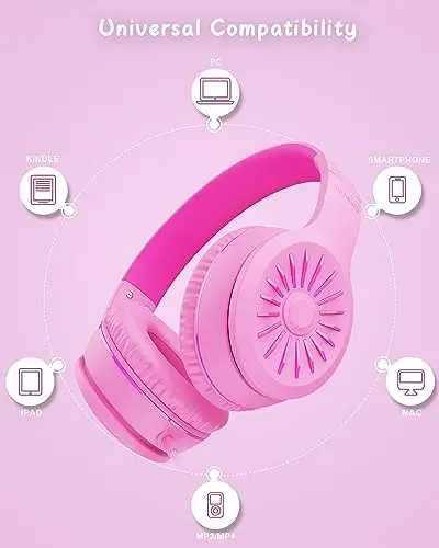 NIVAVA Wired Headphones with Microphone, K16 On-Ear Headphones for Kids with 3.5MM Jack, Foldable Stereo Bass Headphones for Teens SchoolModazoneKindle, Fire, Chromebook, Tablet(Pink Red) - 5