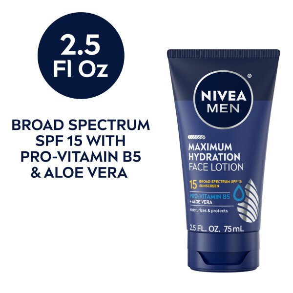 NIVEA MEN Maximum Hydration Face Lotion, Moisturizer SPF 15 Broad Spectrum Sunscreen, 2.5 fl oz - NIVEA MEN