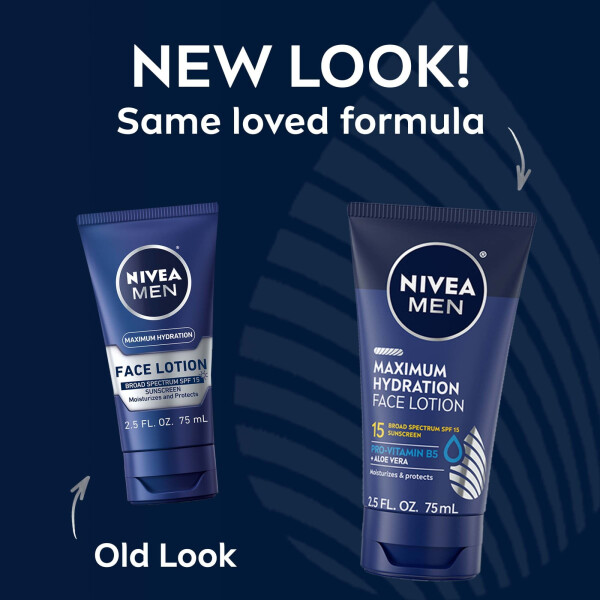 NIVEA MEN Maximum Hydration Face Lotion with Broad Spectrum SPF 15 Sunscreen, 2.5 Fl Oz Tube - 2