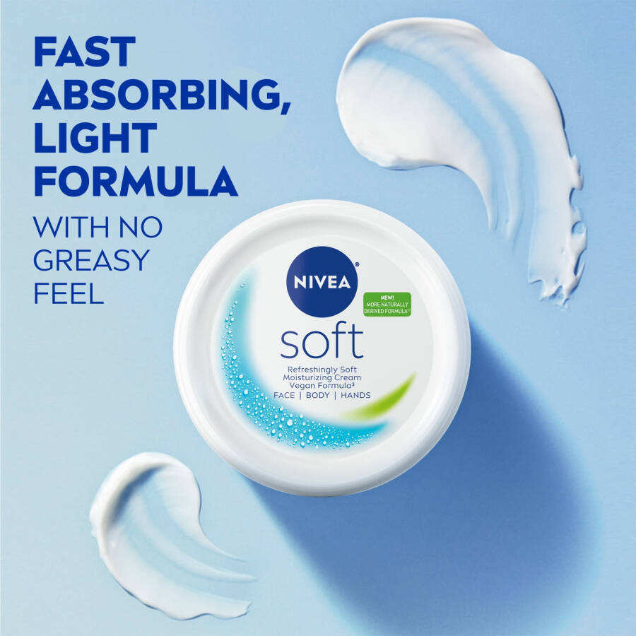 NIVEA Soft Refreshingly Soft Moisturizing Cream for Face, Body and Hands, 6.8 oz Jar - 8