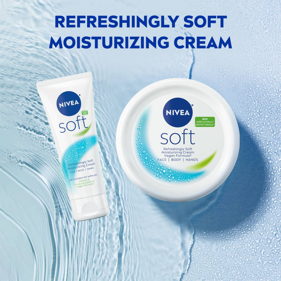 NIVEA Soft Yumshoq Namlagich Krem Yuz, Tana va Qo'llar uchun, 6,8 untsiya Qovoq - 10