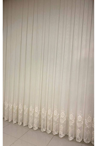 Nivemeshome Ren Embroidered Cream 1/3 Pleated Tulle Curtain Apm - 8