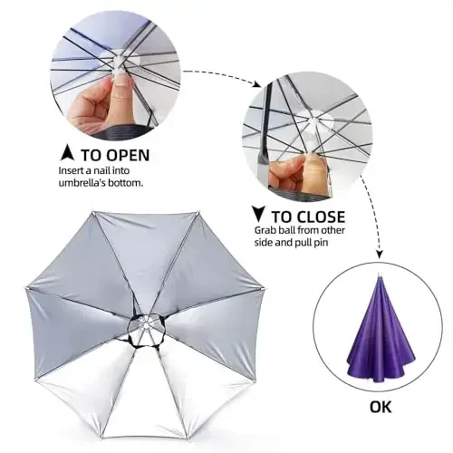 NLDGDZJ Kattalar ayollar erkaklar uchun soyabon shlyapa - Qo'lsiz elastik bosh bog'lamli quyosh soyaboni baliq ovlash/lager/fermerlik/bog'dorchilik/fotosurat/sport tadbirlari/kostyum uchun qiziqarli bosh soyabon shlyapa - 7