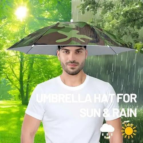 NLDGDZJ Kattalar ayollar erkaklar uchun soyabon shlyapa - Qo'lsiz elastik boshbog' quyosh soyasi baliq ovlash/camping/dehqonchilik/bog'dorchilik/fotosurat/sport tadbirlari/kostyum uchun bosh soyabon shlyapa - 3