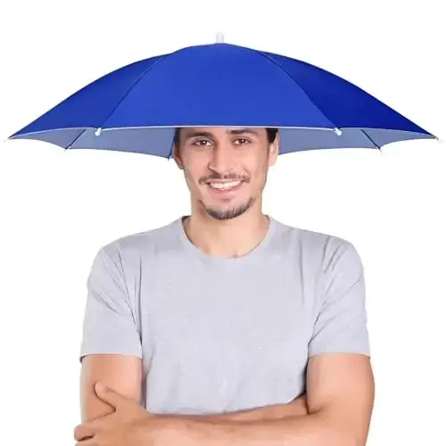 NLDGDZJ Umbrella Hat Elastic headband,Umbrella Hats for Women Men,Head Umbrella 