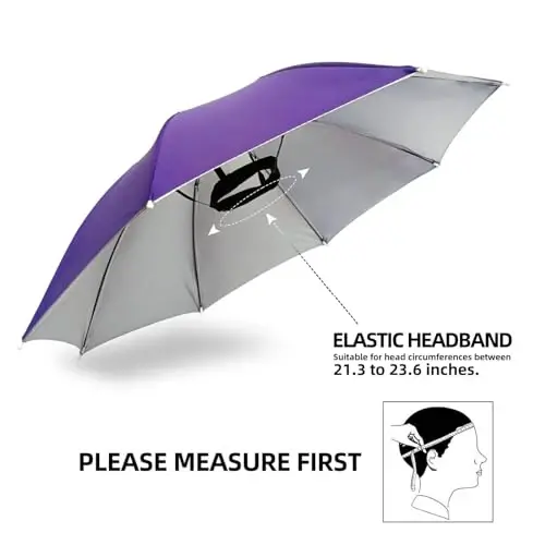 NLDGDZJ Umbrella Hat for Adults Women Men-Hands-Free Elastic Headband Sun Shade head umbrella hat for Fishing/Camping/Farming/Gardening/Photography/Sports Events/Costume Fun - 3