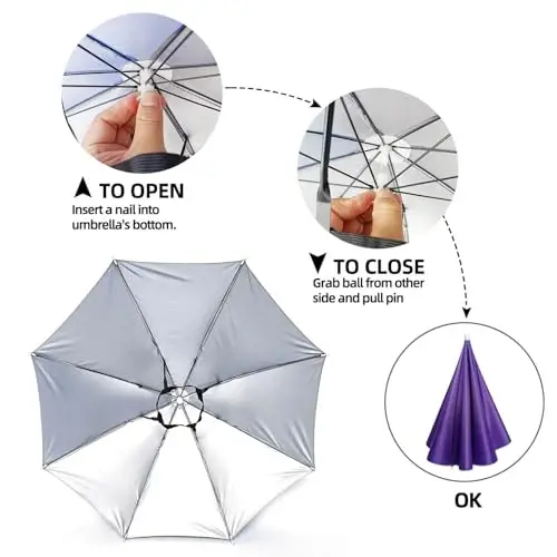 NLDGDZJ Umbrella Hat for Adults Women Men-Hands-Free Elastic Headband Sun Shade head umbrella hat for Fishing/Camping/Farming/Gardening/Photography/Sports Events/Costume Fun - 7