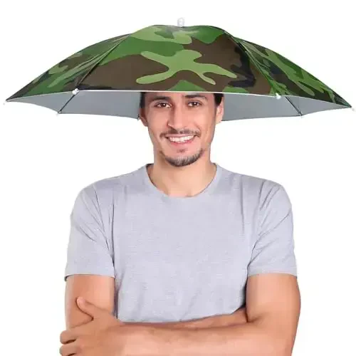 NLDGDZJ Umbrella Hat for Adults Women Men-Hands-Free Elastic Headband Sun Shade head umbrella hat for Fishing/Camping/Farming/Gardening/Photography/Sports Events/Costume Fun - 1