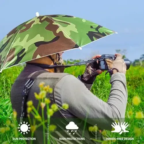 NLDGDZJ Umbrella Hat for Adults Women Men-Hands-Free Elastic Headband Sun Shade head umbrella hat for Fishing/Camping/Farming/Gardening/Photography/Sports Events/Costume Fun - 2