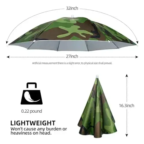 NLDGDZJ Umbrella Hat for Adults Women Men-Hands-Free Elastic Headband Sun Shade head umbrella hat for Fishing/Camping/Farming/Gardening/Photography/Sports Events/Costume Fun - 5