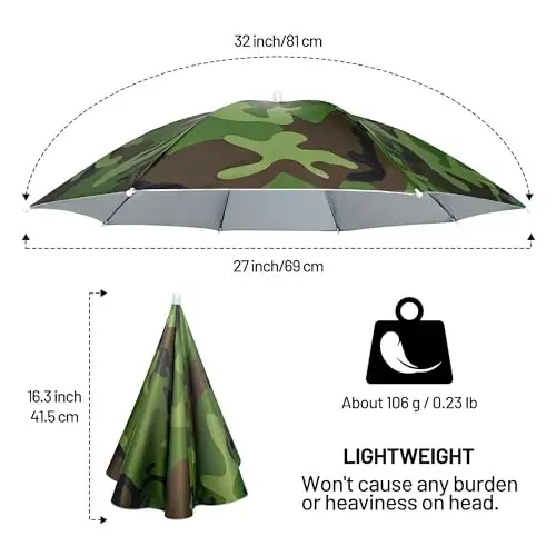 NLDGDZJ Umbrella Hat for Adults Women Men-Hands-Free Elastic Headband Sun Shade head umbrella hat for Fishing/Camping/Farming/Gardening/Photography/Sports Events/Costume Fun - 4