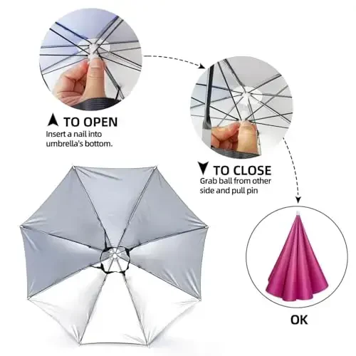 NLDGDZJ Umbrella Hat for Adults Women Men-Hands-Free Elastic Headband Sun Shade head umbrella hat for Fishing/Camping/Farming/Gardening/Photography/Sports Events/Costume Fun - 7