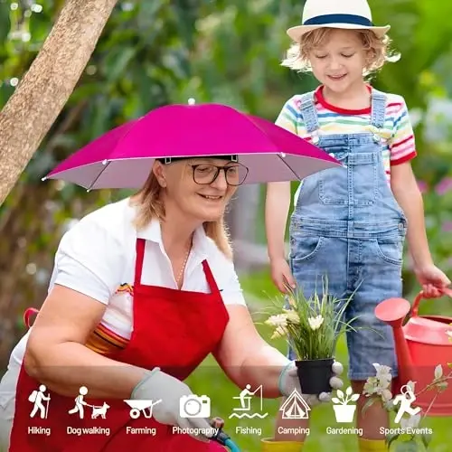 NLDGDZJ Umbrella Hat for Adults Women Men-Hands-Free Elastic Headband Sun Shade head umbrella hat for Fishing/Camping/Farming/Gardening/Photography/Sports Events/Costume Fun - 2