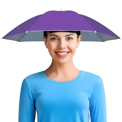 NLDGDZJ Umbrella Hat for Adults Women Men-Hands-Free Elastic Headband Sun Shade head umbrella hat for Fishing/Camping/Farming/Gardening/Photography/Sports Events/Costume Fun - 1