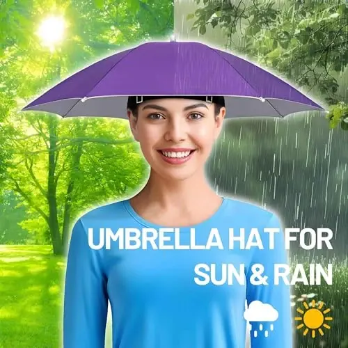 NLDGDZJ Umbrella Hat for Adults Women Men-Hands-Free Elastic Headband Sun Shade head umbrella hat for Fishing/Camping/Farming/Gardening/Photography/Sports Events/Costume Fun - 3
