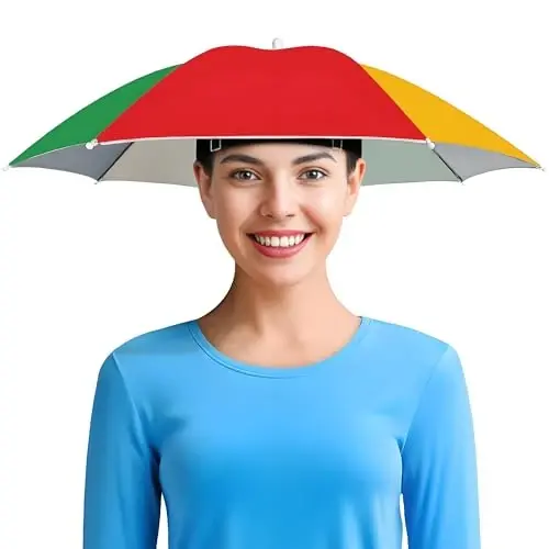 NLDGDZJ Umbrella Hat for Adults Women Men-Hands-Free Elastic Headband Sun Shade head umbrella hat for Fishing/Camping/Farming/Gardening/Photography/Sports Events/Costume Fun - 1