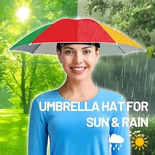NLDGDZJ Umbrella Hat for Adults Women Men-Hands-Free Elastic Headband Sun Shade head umbrella hat for Fishing/Camping/Farming/Gardening/Photography/Sports Events/Costume Fun - 3