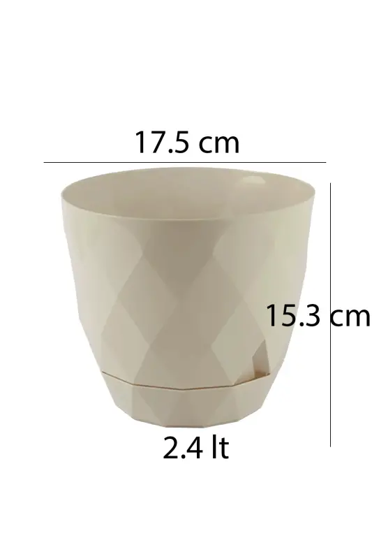 No 3 Katta Hajmli 4 dona Baklava naqshli likopchali plastik tuvak Yakamoz 2,4 Lt-Bej - 4