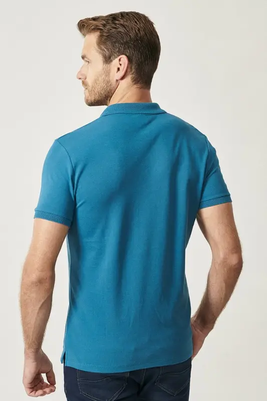 No-Curl Pique Polo Men's Aviator Blue T-Shirt - aviator blue - 6