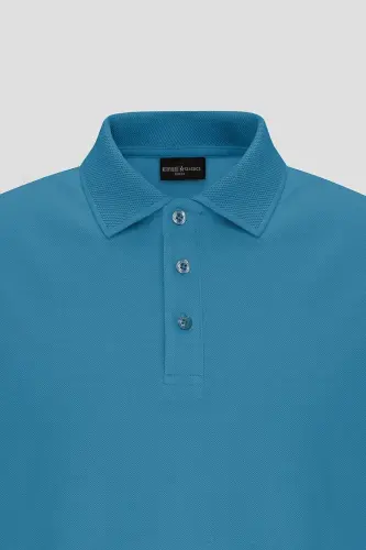 No-Curl Pique Polo Men's Aviator Blue T-Shirt - aviator blue - 8