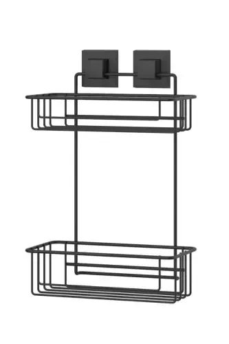 No Drill Screw Drill Needed! Easyfix Adhesive Double Layer Bathroom Shelf Matte Ef256 - TEKNOTEL (1)